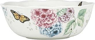 Butterfly Meadow Hydrangea Large Serve Bowl, 2.70 LB, Multi