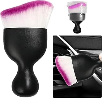 Ziciner Car Detailing Brush, Curved Soft Bristles Auto Removal Dust Collectors, Universal Vehicle Dashboard, Air Conditioner Vents etc Interior Cleaning Tool Accessories (Purple)