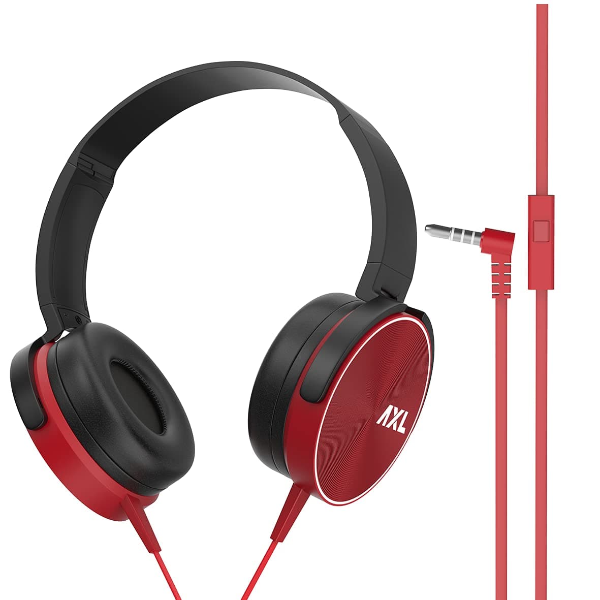 AXL AHP-02 Wired On-Ear Headphone with in line Mic, HD Sound and Cosy Padded Adjustable Earcups - Red