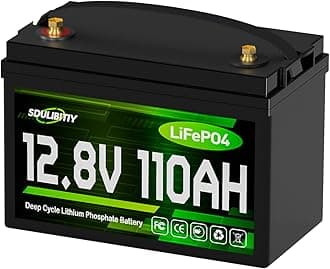 12V 110Ah LiFePO4 Battery, 1280Wh Deep Cycle Lithium Battery with 100A BMS, Support in Series Parallel, Over 4000+ Rechargeable Cycles for Camper, RV, Road-Trip, Wireless Lawn Mover