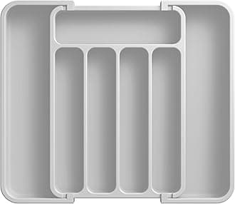 AUJEN Silverware Organizer - Expandable Kitchen Drawer Organizer, Adjustable Utensil Organizer, Cutlery Tray for Forks, Knives, Multipurpose Kitchen Organizers and Storage Solution, Light Grey, Medium