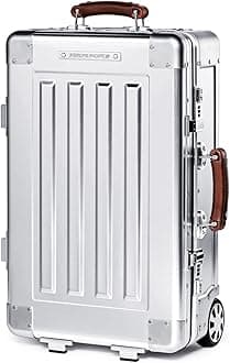 Sterling Pacific - 35L Cabin Travel Case - Full Aluminum Carry On Luggage, Italian Leather Handles