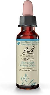 Bach Original Flower Remedies, Vervain (Non-Alcohol Formula) - Relax & Calm - Natural Homeopathic Flower Essence for Emotional Balance - Vegan, Gluten Free, Sugar Free - 10mL Dropper