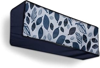 Split Ac Cover Indoor Unit For 2 Ton Capacity Ac, All Weather Polyester Cover / Attractive Digital Prints / Dustproof / Water Resistant Ac Cover (Blue Grey Leaf)