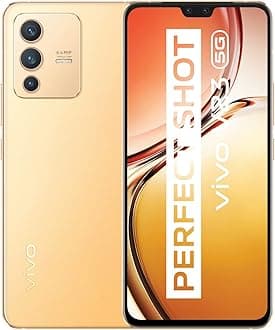 VIVO V23 5G Smartphone, 12GB +256GB Android Mobile Phone, 6.44 Inch 90Hz FHD+ AMOLED Display, 64MP Triple Camera + 50MP Front Camera, 44W Fast Charge Phone, UK Version, Sunshine Gold