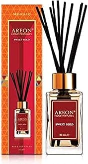 Areon Home Luxury Perfume Reed Diffuser + 10 Rattan Reeds, Sweet Gold 85 ml