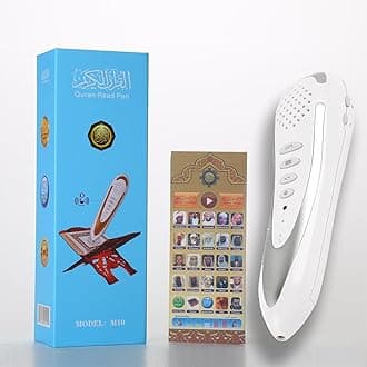 Quran Reading Pen 32GB Didital Quran Reader Translator with Multilingual 25 Reciters, Rechargeable Talking Reader for Quran Muslims Gift Ramadan Islamic Gift (Without Book) (Silver)
