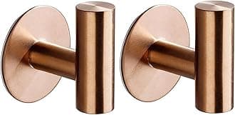 YUET 2 Pcs Bathroom Towel Hook Adhesive,Stick on Metal Coat Hooks Robe Hook SUS 304 Stainless Steel Heavy Duty Door Hanger Clothes Closet Sponges Holder No Drill for Bathroom Hotel (Rose Gold)
