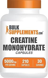 BulkSupplements.com Creatine Monohydrate Capsules - Micronized Creatine Monohydrate, Sports Nutrition - 7 Capsules per Serving, 5000mg, Gluten Free, 210 Count (Pack of 1)