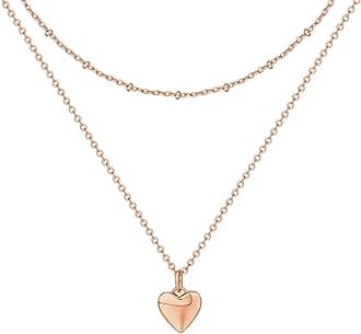 PAVOI 14K Gold Plated Star, Coin, Butterfly, Lightning Cluster Pendant Necklace for Women (Heart, Rose Gold Plated)