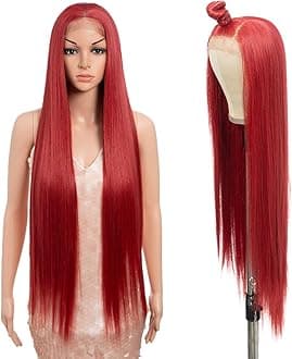 Style Icon 36” Super Long 13x4 Lace Wig Easy-360 Lace Frontal Wigs Free Part Lace Front Wigs with Baby Hair (36“, M.RED)