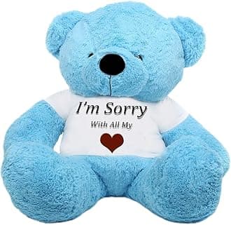 Hug'n'Feel® Soft Toys Big Teddy Bear Wearing I am Sorry with All T-Shirt 5 feet Blue_T Shirt_I am Sorry with All Plush & Stuffed Toys