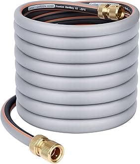 Abimars Garden Hose Pipe 1/2” with 2 PCS 1/2'' Brass Hose Pipe Connectors, 15m Hose Pipe Extension kit, No Kink Reinforced Thicken Synthetic Rubber Garden Hosepipes