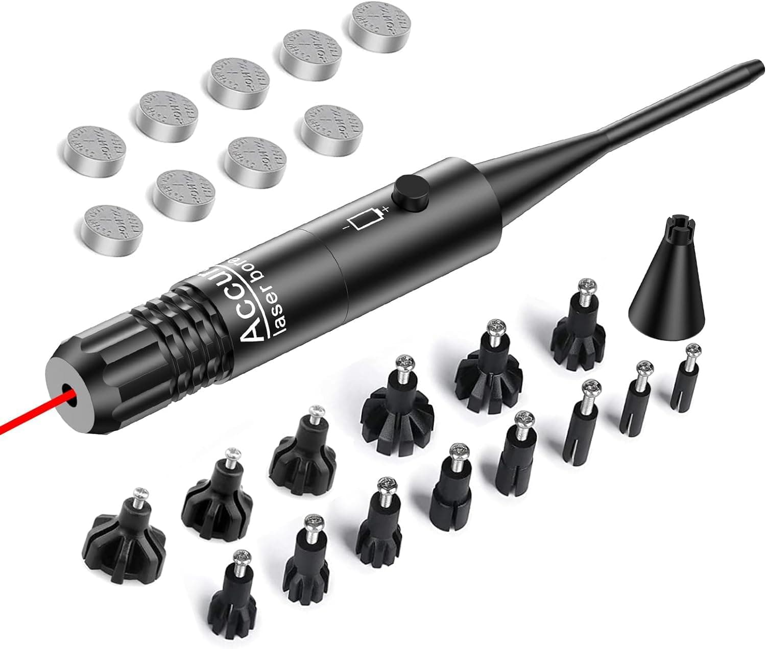 Bore Sight Kit Red Boresighter with Button Switch for.17 to 12GA Caliber Rifles Handgun Red Laser Sight