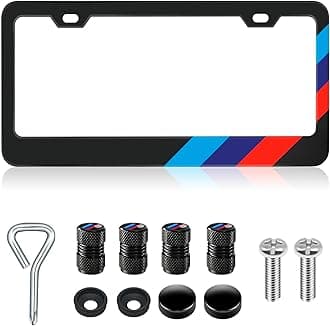 License Plate Frames for BMW Accessories Universal Solid Rust-Proof Aluminum Matte Black License Plate Cover for Front and Rear Car Tags (1 PC)