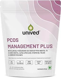 Unived PCOS Management Plus, 40:1 Ratio 4000mg Myo-Inositol to 100mg D-Chiro-Inositol with Natural Caronisitol®, for Acne, Facial Hair, Insulin Resistance