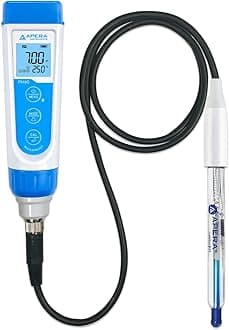 MARIVIA Apera Instruments PH60-HF Handheld pH Meter Tester Kit with LabSen 835 ATC pH Electrode for Lab-Grade pH Measurement in Liquids Containing Strong Acid or Hydrofluoric Acid