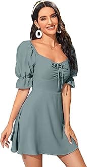 Aahwan Women's & Girls' Black Solid Ruched Detail A-line Mini Dress