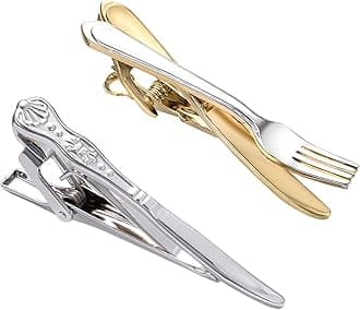 2Pcs Tie Clip Set for Men Unique Silver Gold Black Tie Clip Personalized Tie Bar Clip Fathers Day Birthday Wedding Jewelry