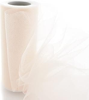 6" Premium Tulle Fabric Roll for Crafts, Wedding, Party Decorations, Gifts - Vanilla Cream 100 Yards