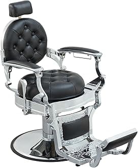 Barber Chair Hair Salon Chair,Heavy Duty 700 LBS, for Hair Stylist Barber Beauty Tattoo Massage(Black Silver Round)
