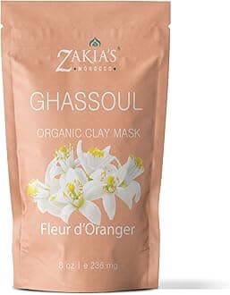 Zakia's Morocco Moroccan Rhassoul Clay Mask (Orange Blossom) - Organic Natural Facial Mask and Skin Care Treatment - Anti-aging Mud Mask Heals Dry & Oily Skin, Acne, Eczema & Psoriasis - 8 Oz