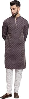 LATEST CHIKAN Men's Cotton Regular Striped Knee Lenght Kurta Full Sleeves