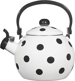 Whistling Tea Kettle for Stove Top Enamel on Steel Teakettle, Supreme Housewares Polka Dot Design Teapot Water Kettle Cute Kitchen Accessories Teteras (1.6 Quart, Polka Dot)