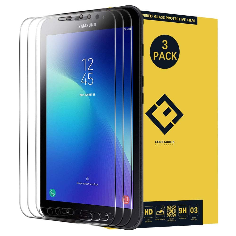 CENTAURUS Galaxy Tab Active 2 8.0 Glass Screen Protector,(3 Pack) Anti-Fingerprint Ultra-Thin HD Clear 9H Hardness Shatter Proof Tempered Protective Film for Samsung Galaxy Ta