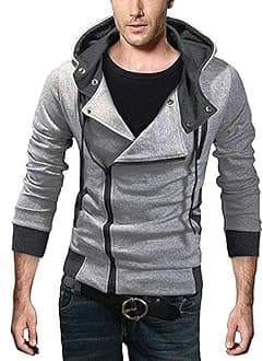 King Ma Men's Oblique Zipper Hoodie Casual Slim Fit Top Cosplay Costume Jacket