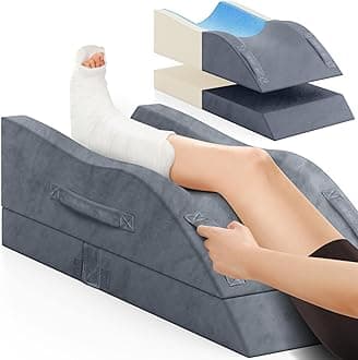 Leg Elevation Pillows, Wedge Pillow for After Surgery Injuries or Rest, Memory Foam Leg Support Adjustable, Back Knee Hip Ankles Pain Relief, knee pillow for Sleeping Blood Circulation