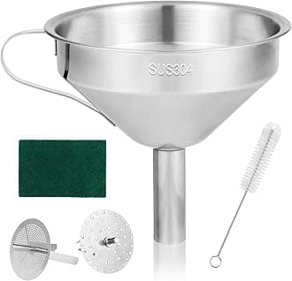 JOREST 5pcs 3D Resin Filter Funnel Kit, Multi-Use Premium Metal Stainless Steel Funnel with Strainers + Cleaning Brush + Scouring Pad, Resin 3D Printer Accessories for MSLA/DLP/LCD Resin 3D Printers