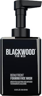 Blackwood For Men BioNutrient Foaming Face Wash - Gentle Daily Acne Facial Cleanser For Dry to Sensitive Skin - Deep Cleanse for Exfoliation - Paraben Free, Sulfate Free, & Cruelty Free (4.45 oz)