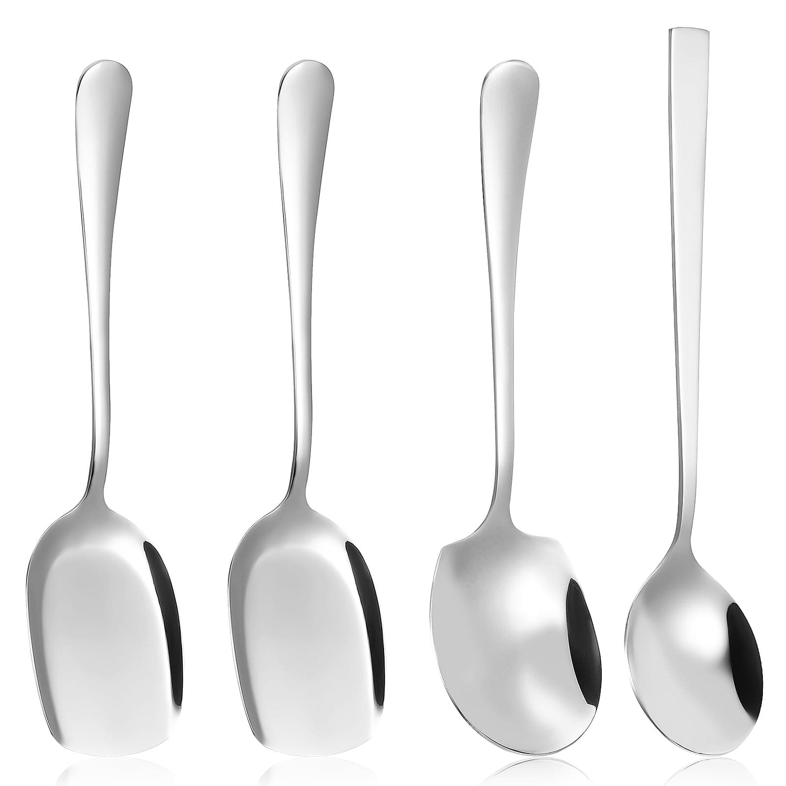 Luxshiny Large Serving Spoon Set 4pcs Serving Spoons Set Includes 2 Rice Spatulas 1 Leaf 1 Communal Spoon for Kitchen Restaurant Buffet Banquet
