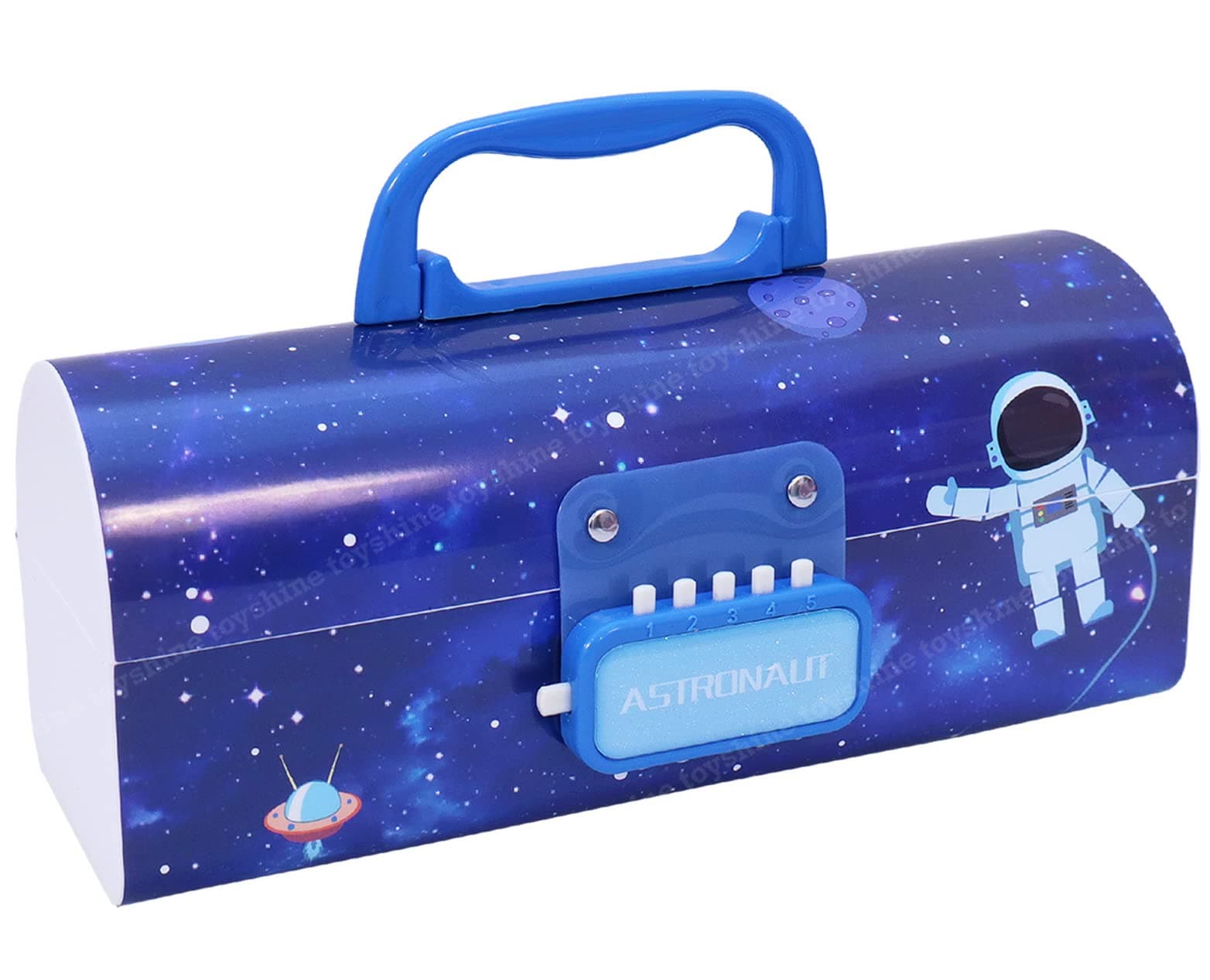 - Toyshine Pencil Box with Code Lock Pen Case Large Capacity Multi-Layer Multi-Function Storage Bag Secret Compartment Pencil Box - Space Blue - Plastic