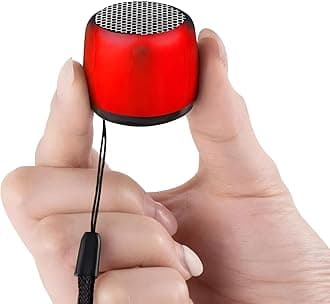 Best Mini Portable Bluetooth Speaker with HD Sound & Bass I Smallest Wireless Bluetooth Speakers for Phone/PC/Tablet I Photo Selfie Button Answer Phone Calls I Cute Tiny Speaker (Red)