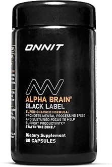 Alpha Brain Black Label Capsules, IGEN Non-GMO Tested Citicoline Brain Supplement for Concentration and Memory, Lion’s Mane, Lutemax Lutein, L Theanine and Mucuna Pruriens, 80 Count