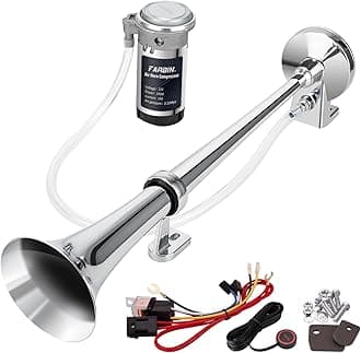 - 12V 150db Air Horn kit, Chrome Zinc Air Horn for Truck, Train Horn Kit for Trucks with Switch for Any 12V Vehicles