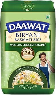 Daawat Biryani Basmati Rice| World S Longest Rice Grain Expands 24Mm* | Tasty, Non-Sticky & Rich Aroma |Naturally Aged|1 Kg..