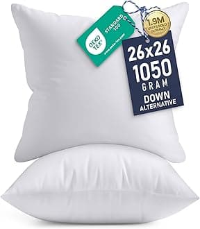 Utopia Bedding 26x26 Pillow Inserts, Set of 2, White – Indoor Decorative Throw Pillows for Bed, Sofa & Couch – Soft, Supportive & Fluffy Cushion Inserts