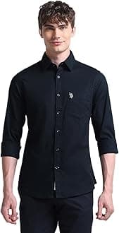 U.S. POLO ASSN.Men's Solid Cotton Dobby Tailored Fit Shirt