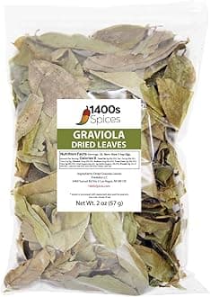 2oz Dried Soursop Tea Leaves, Graviola Loose Leaf Herbal Tea Dried, Hojas de Guanabana Seca by 1400s Spices
