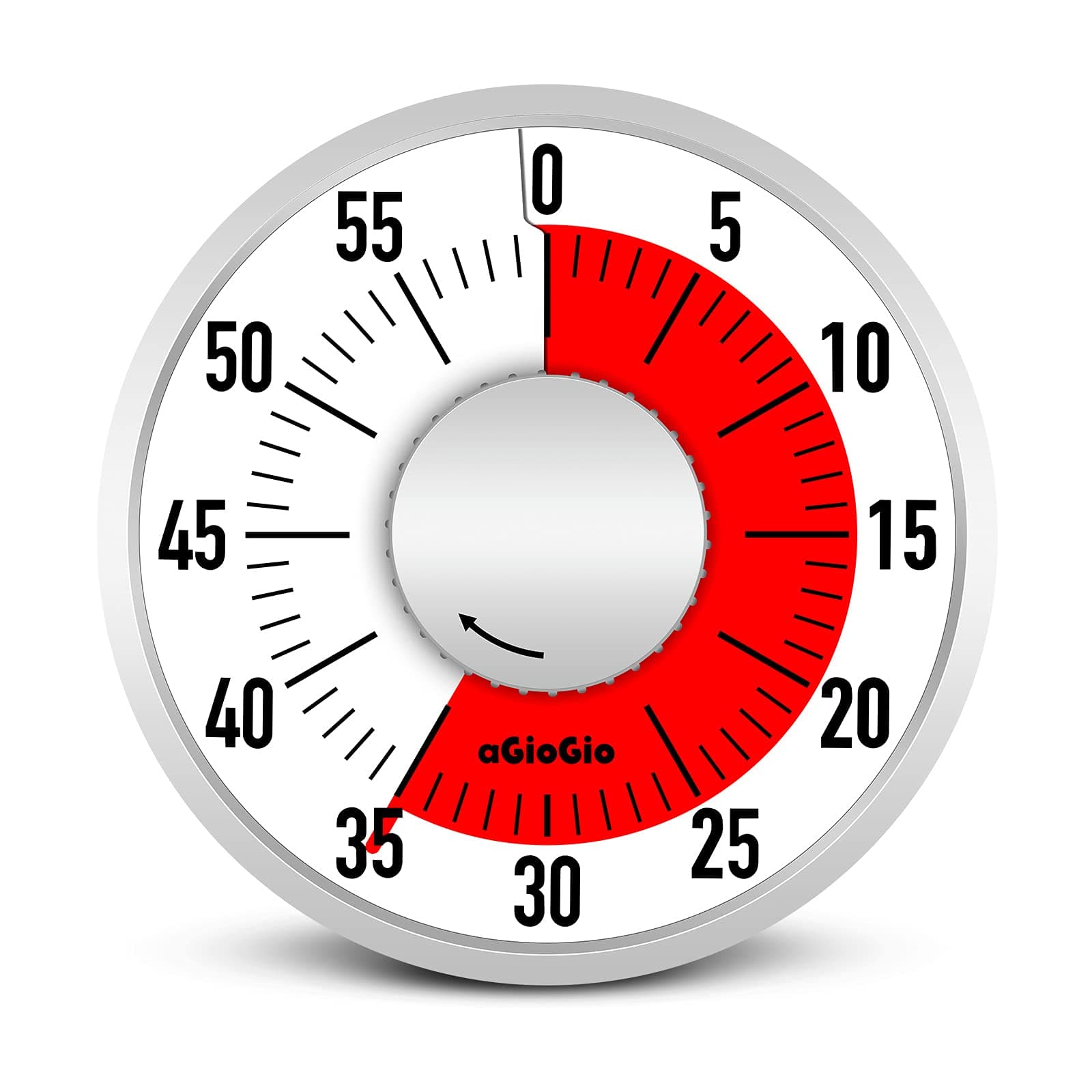 aGIOGIO 60-Minute Visual Countdown Timer,7.5 Inch Oversize Classroom Visual Timer for Kids and Adults, Mechanical Kitchen Timer Clock with Magnetic Backing (Red, Round)