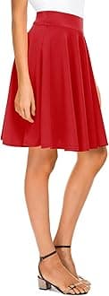Women's Basic Midi Skirt Versatile Stretchy Flared Casual High Waisted Skirt