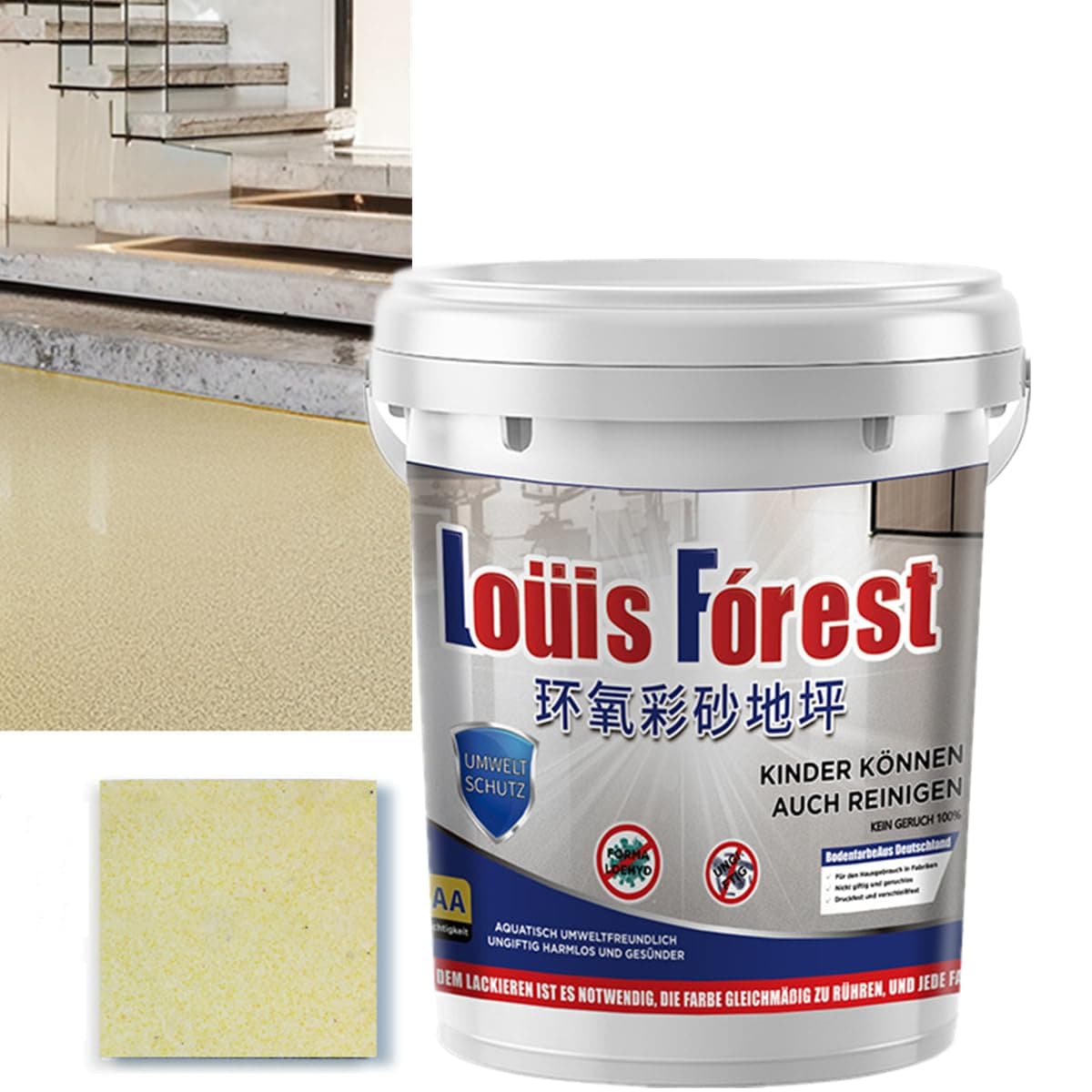 Generic High-Gloss Marble Effect Epoxy Floor Coating, Water-Based, 0.5KG, Floor Paint, Quick-Dry, Non-Slip, Wear-Resistant, Waterproof, Self-Leveling, Concrete, Tiles, Marble, Indoor/Outdoor