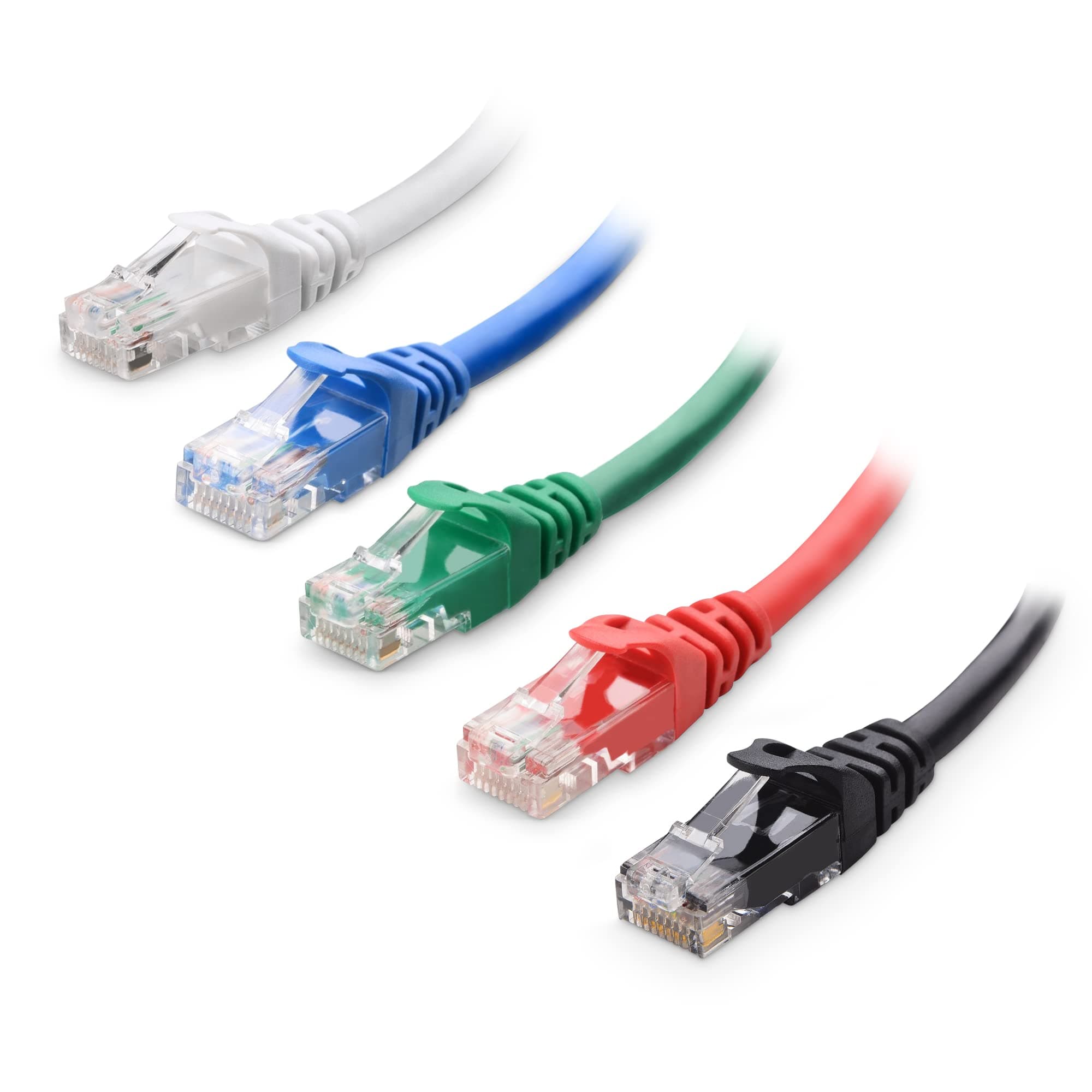 Cable MattersÃ‚® 5-Color Combo, Cat6 Snagless Ethernet Patch Cable in Black, Blue, White, Red, and Green 3 Feet