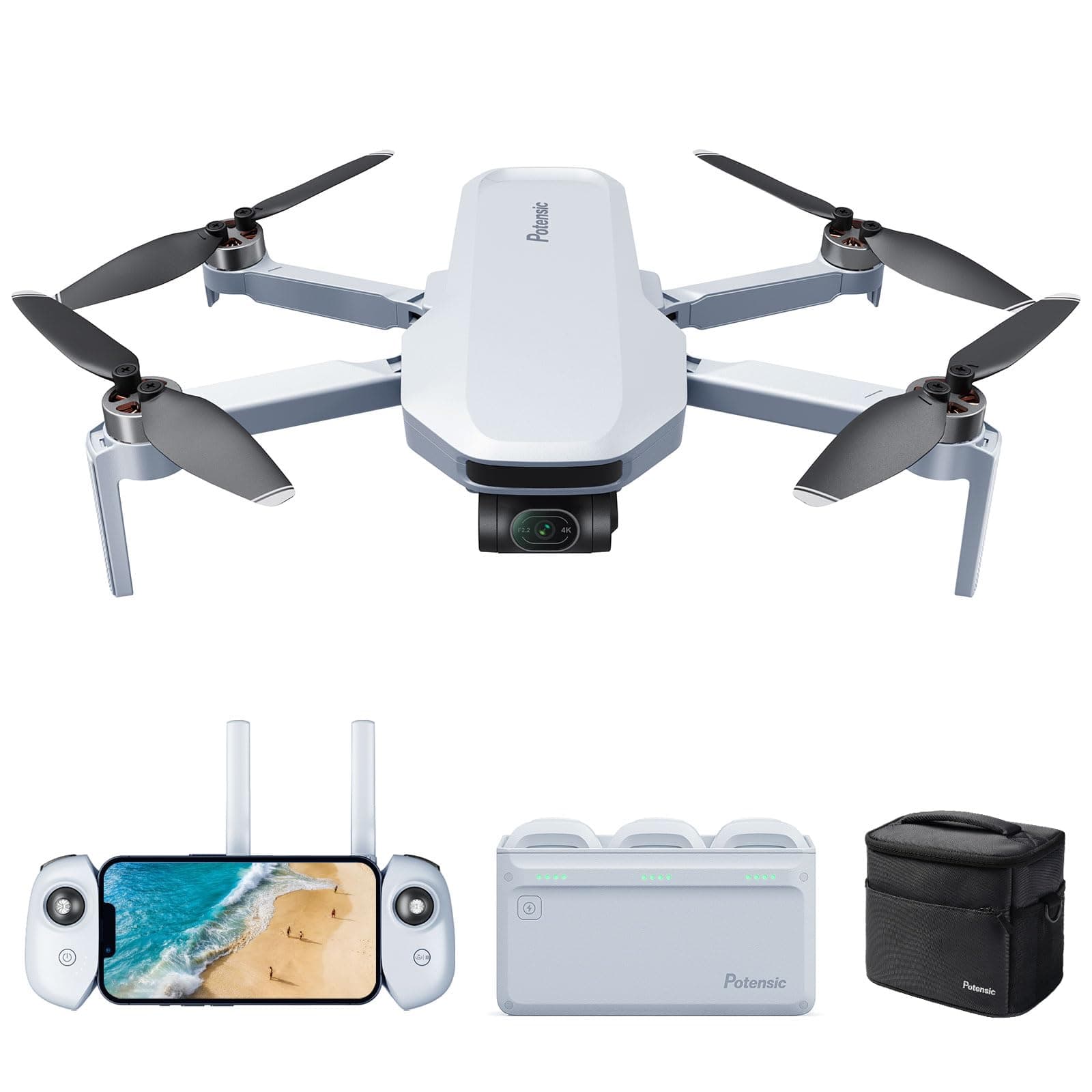 ATOM GPS Drone with 4K Camera, 3-Axis Gimbal Stabilization, Under 249g, 3 Batteries 96 Mins Flight Time, 6KM Transmission, Visual Tracking/QuickShots/RTH, Camera Drone for Adult Beginner