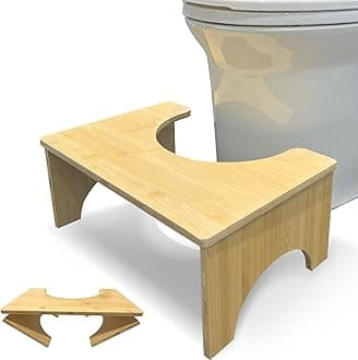 Bamboo Toilet Stool for Adults,Squatting Poop Stool with Anti-Slip Strip,Toilet Potty StoolS,7 Inches Collapsible Bathroom Stools, Toilet Assistance Step Stool,Portable and Space-Saving,Healthy Gifts