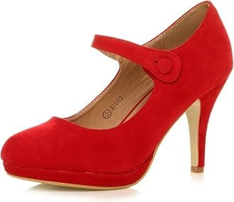 Womens Ladies mid high Heel Mary Jane Evening Work Platform Bridal Party Prom Court Shoes Size.