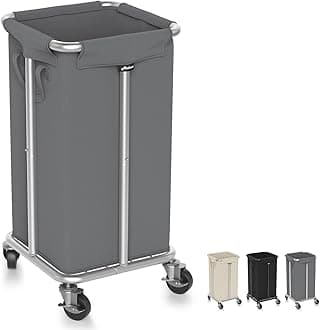 115L Laundry Basket with Wheels, 30 Gal. Rolling Laundry Hamper, Removable and Machine Washable Liner, Steel Frame, Tall Laundry Cart for Laundry Room, Bedroom, Bathroom, Dorm Storage -Gray